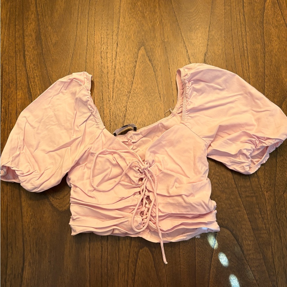 Pink Puff Sleeve Women's Top